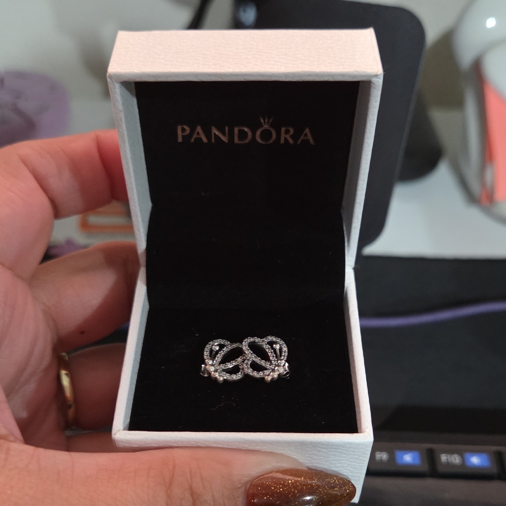 Pandora Butterfly Silver & Crystal Earrings